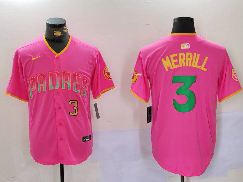 Men San Diego Padres #3 Merrill Pink Joint Name 2024 Nike MLB Jersey style 2->san diego padres->MLB Jersey